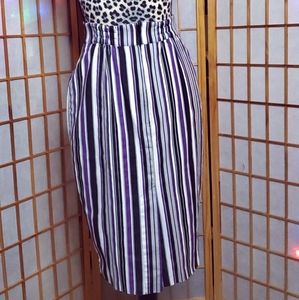 Laura Byrnes Purple Solstice Stripe Pencil Skirt